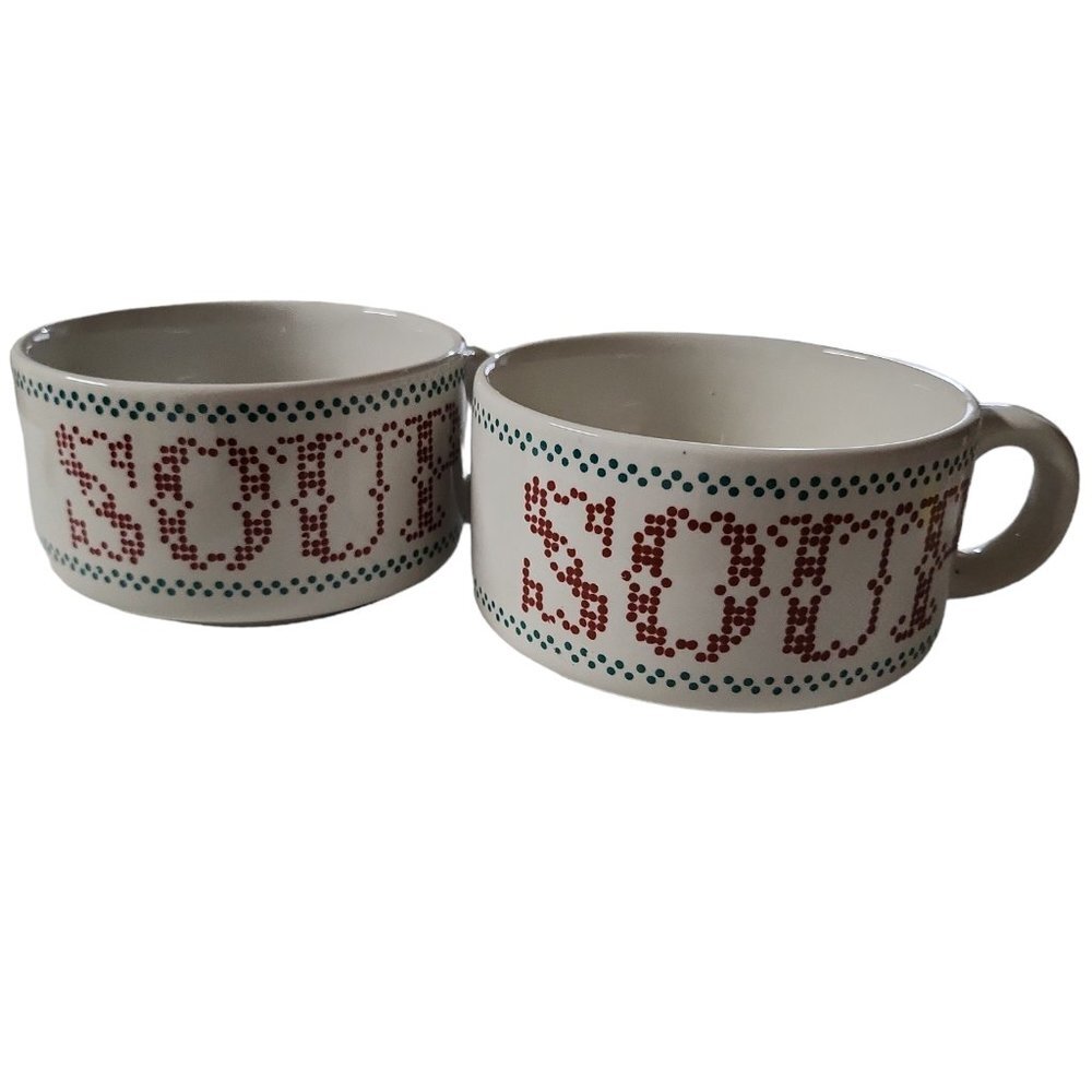 Houston Foods Soup Bowl Mug Cups Cross-Stitch Pattern Set Of Two (2)